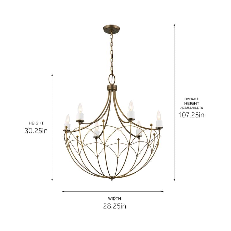 Kichler Lighting Topiary 28 inch 6-Light Chandelier Matte White and Character Bronze