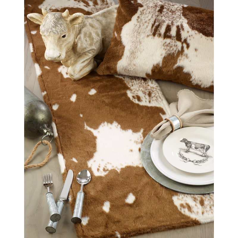 Cow Hide Design Faux Fur Runner