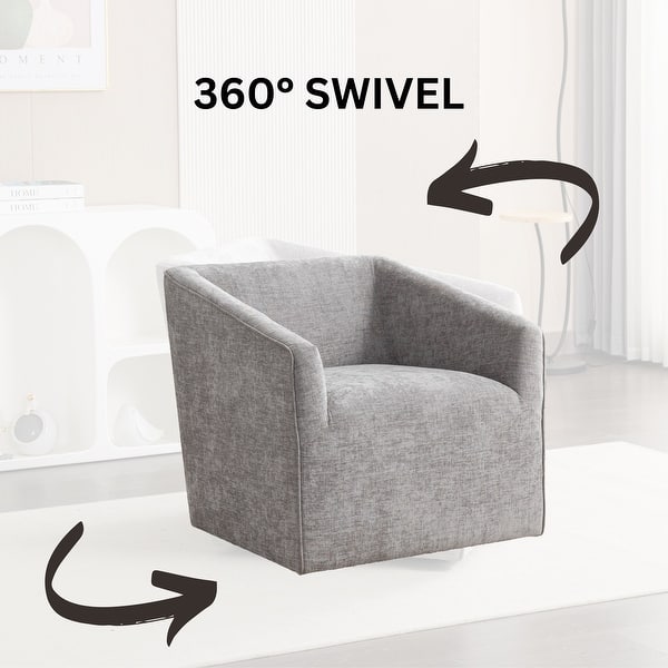 slide 2 of 24, Roundhill Furniture Nice Modern Barrel Armchair, 360° Swivel Grey