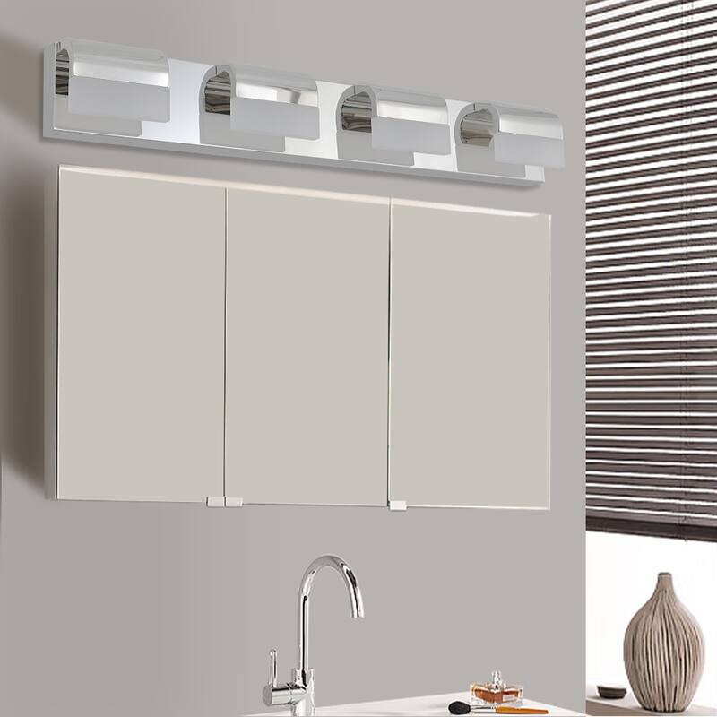 Modern Bathroom Vanity Lighting 4-Light LED Vanity Lights Over Mirror Bath Wall Lighting - Chrome