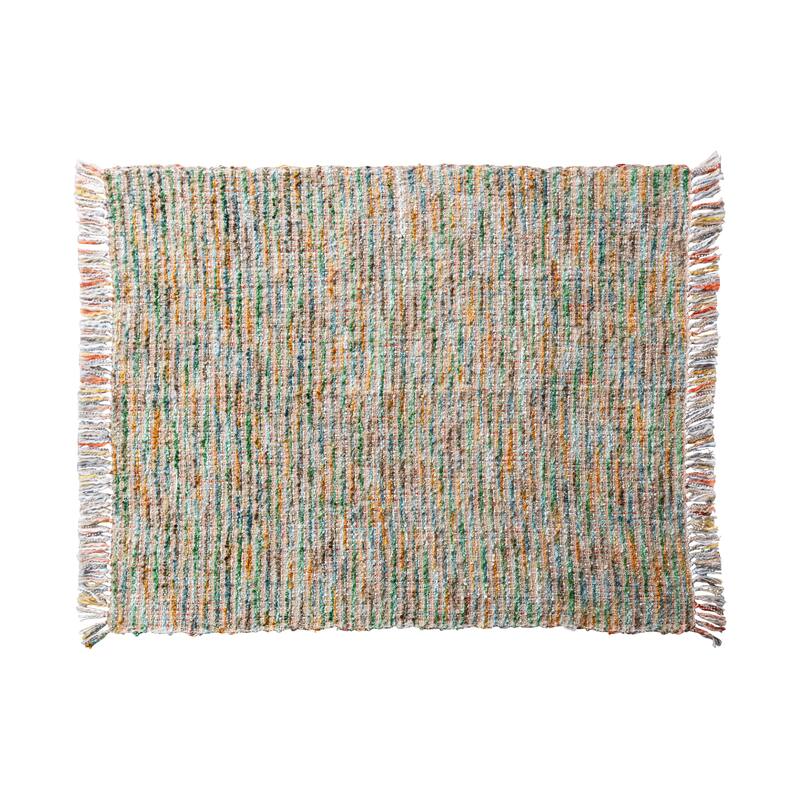 Woven Acrylic Boucle Throw Blanket with Fringe - Multi - 60.0"L x 50.0"W x 0.1"H - Multi