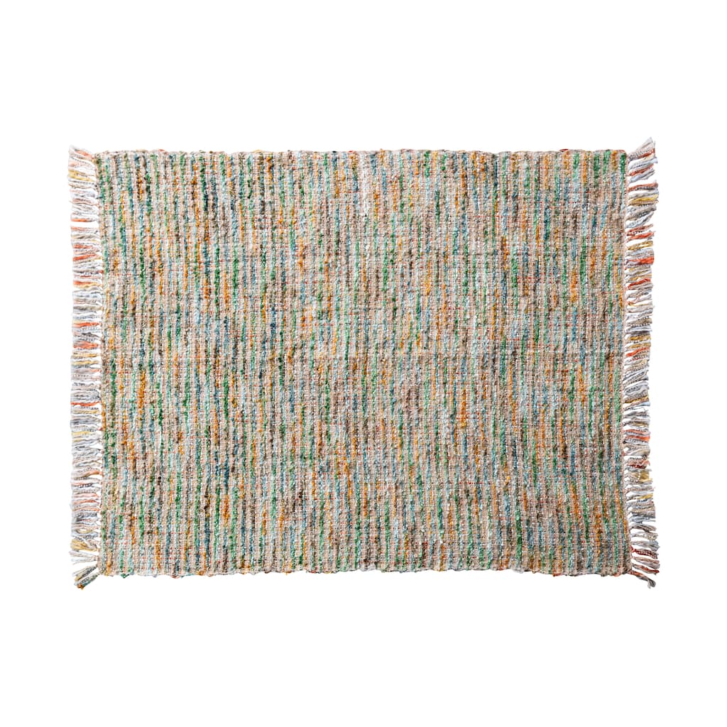 Woven Acrylic Boucle Throw Blanket with Fringe - Multi - 60.0"L x 50.0"W x 0.1"H
