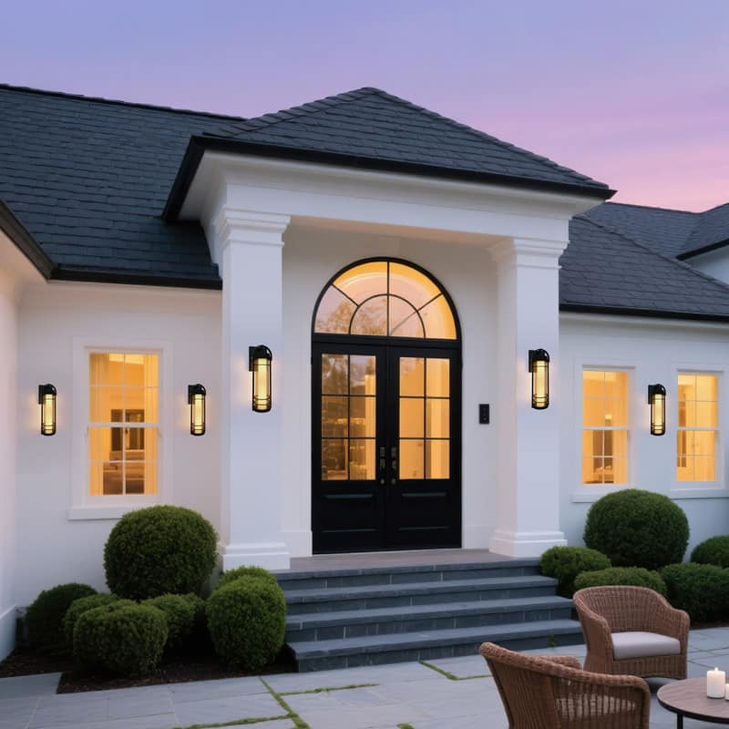 Modern LED Outdoor Wall Lanterns -15" Black Sconces With 5 Adjustable Color Temperatures, Waterproof (2-Pack)