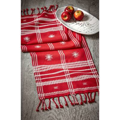 Peak Runner Cotton Table Runner - 72" x 14.5" - Spring Red - Machine Washable - Perfect for Dining & Decor