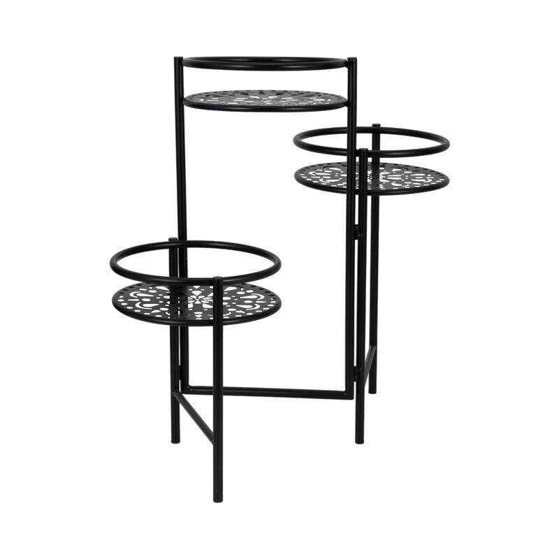 Sagebrook Home 22" Metal Folding 3Tier Plant Stand, Round, 22"H, Solid Color - 10" x 10" x 22"