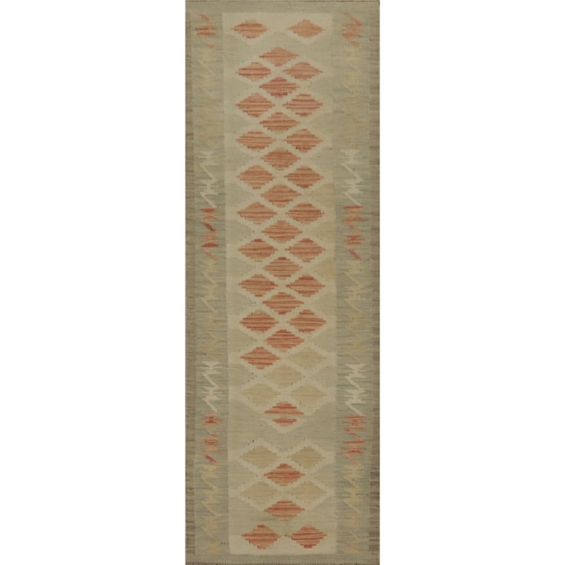 Hand Woven Oriental 100% Wool Carpet Southwestern Tribal Multi-Colored Kilim Runner Rug - 7' 9'' X 2' 0''