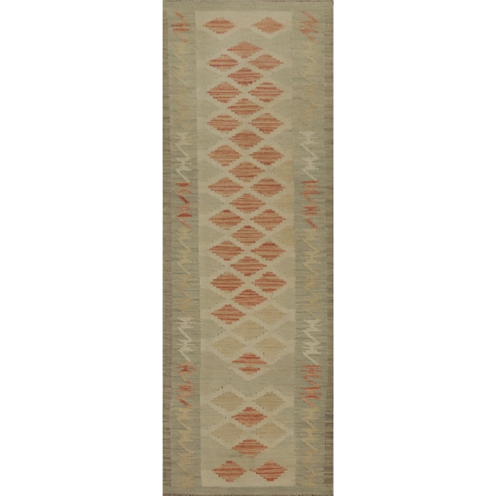 Hand Woven Oriental 100% Wool Carpet Southwestern Tribal Multi-Colored Kilim Runner Rug - 7' 9'' X 2' 0''