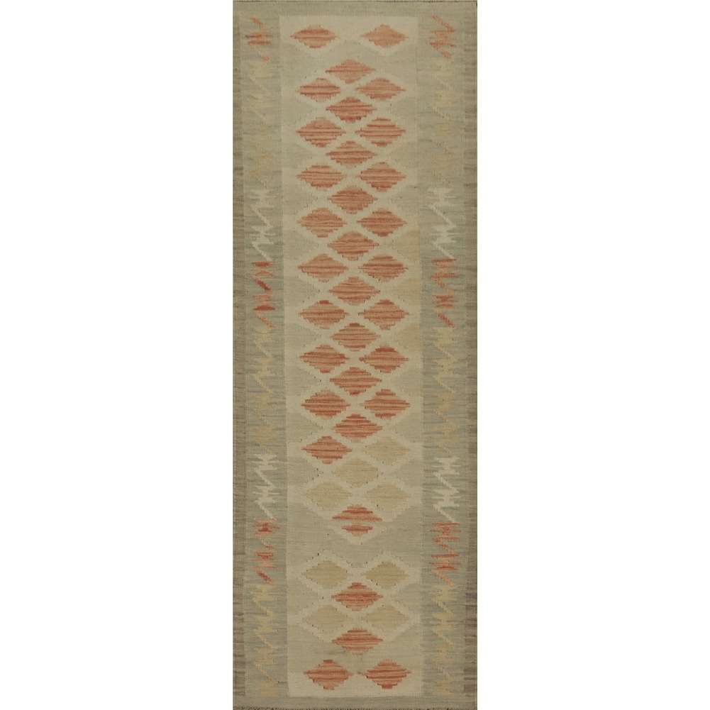 Hand Woven Oriental 100% Wool Carpet Southwestern Tribal Multi-Colored Kilim Runner Rug - 7' 9'' X 2' 0''