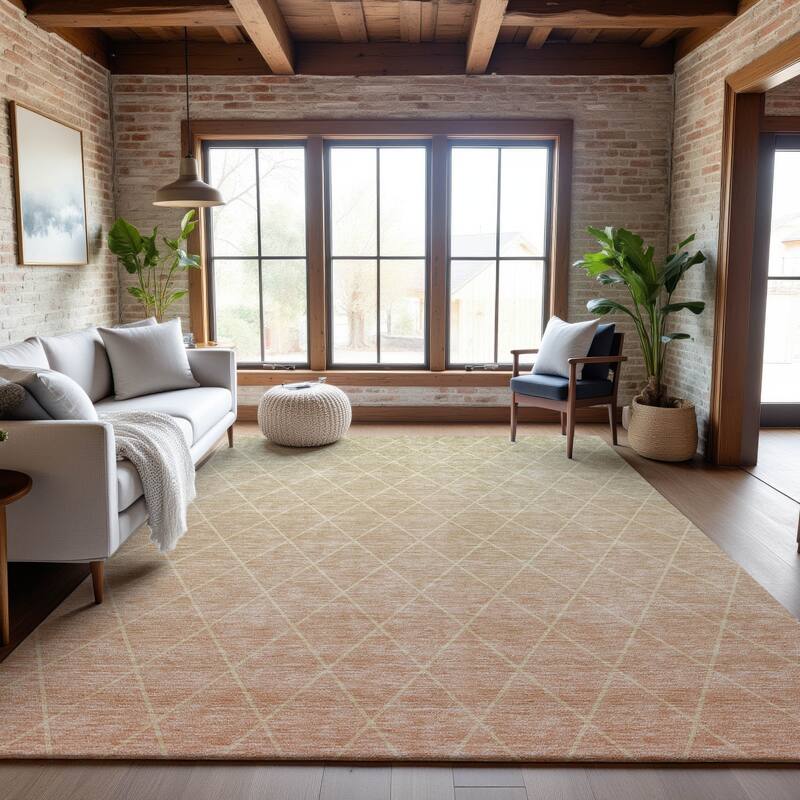Premium Washable Super Soft Ombre Diamonds Mayfield Rug - Salmon - 8' x 10'