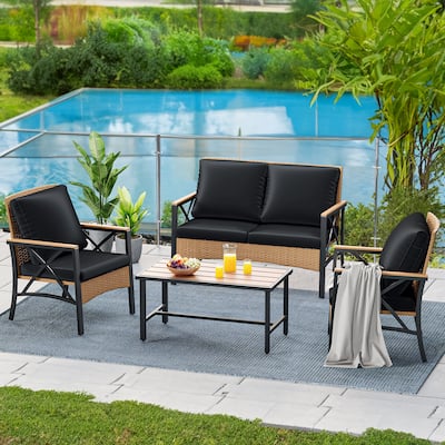 Moasis Wicker Bistro Set Outdoor Furniture - 4 PCS