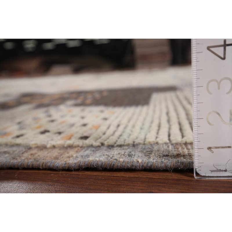 Modern Moroccan Abstract Area Rug Handmade Stripe Wool Carpet - 8'10"x 12'5"