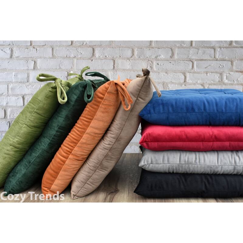 Handmade Velvet Chair Seat Pads Cushions with Ties - Tufted - 16''x16'' 3''Thick by Cozy Trends™