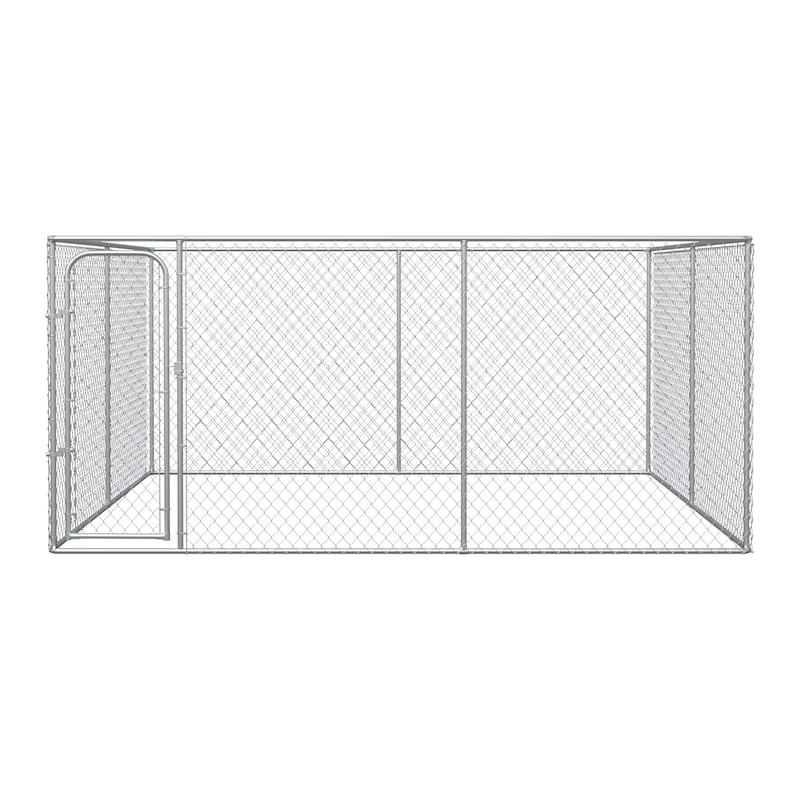 PawHut Outdoor Dog Kennel Galvanized Chain Link Fence Heavy Duty Pet Run House Chicken Coop with Secure Lock Mesh Sidewalls