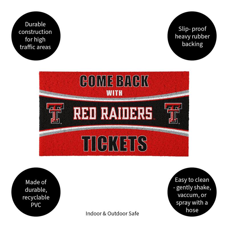 Texas Tech University 28 in. x 16 in. PVC "Come Back With Tickets" Trapper Door Mat