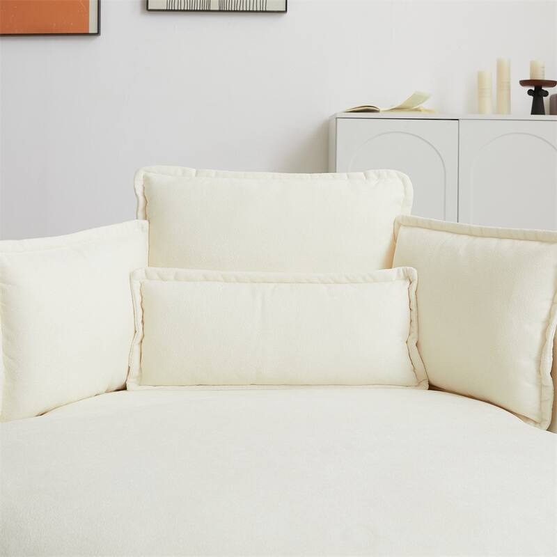 52" Swivel Fabric Big Round Chair with Storage Ottoman and Pillows