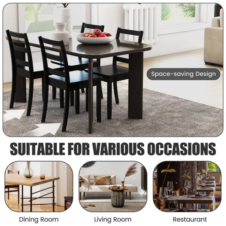 Set of 2 Wood Dining Chairs with Solid Rubber Wood Legs - 16" x 16" x 33.5"