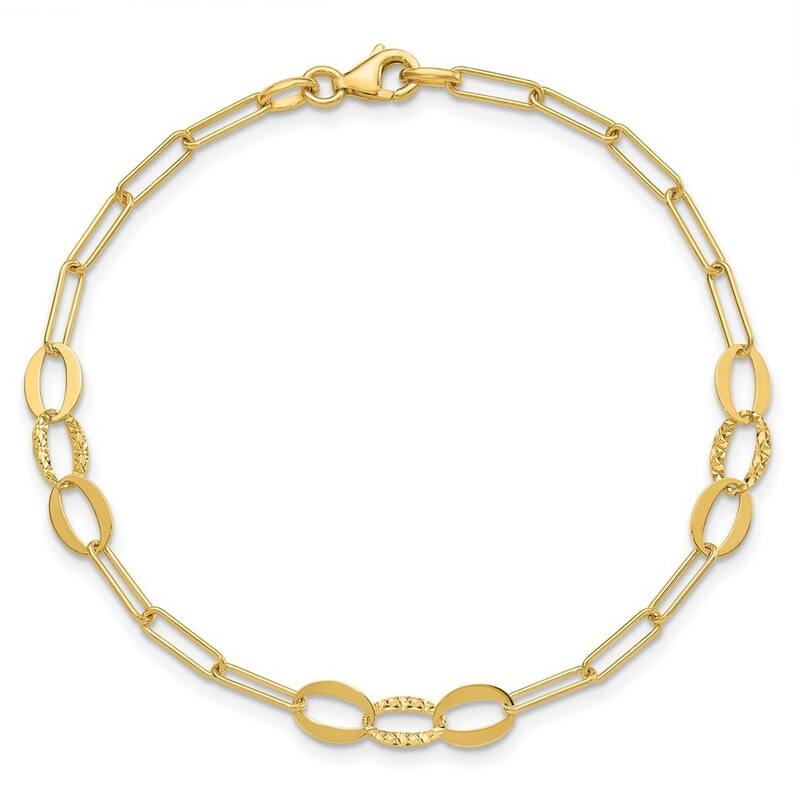 Curata 14k Yellow Gold 7.25" 5mm Diamond Cut Paperclip Link Bracelet