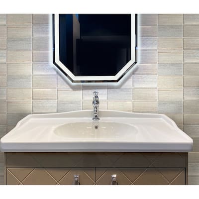 Apollo tile 3 x 6 Grandis Polished Beveled Wooden Beige Crystal Sand Marble Tile (5 sq ft/case) - 40 Pack