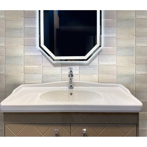 Apollo Tile Wooden Beige 3-in. x 6-in. Beveled Polished Marble Subway Tile (5 Sq ft/case)