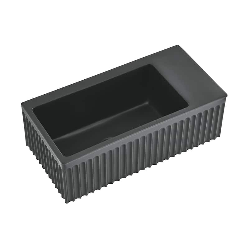 Limoges 24" Rectangle Wall-Mount Bathroom Sink In Matte Black - 11.8" x 23.75" 7.85"
