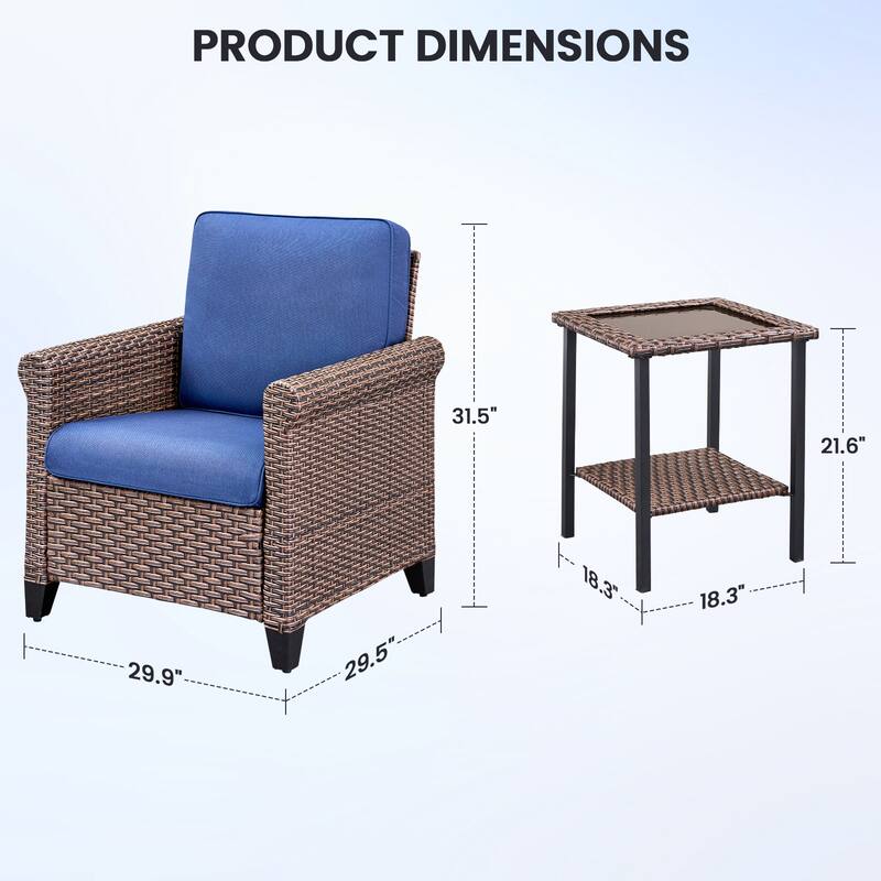 Pocassy Outdoor Sofa Swivel Chairs Patio Chair Funiture Set