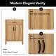 preview thumbnail 26 of 37, Natural Oak Bathroom Vanity with Ceramic Sink Solid Wood MDF Storage Cabinet for Bathroom 24/30/48/60 inches