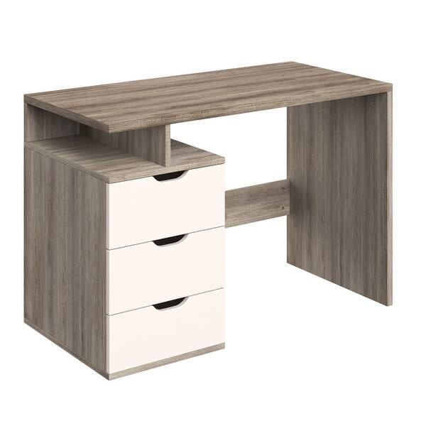 Computer Desk - Contemporary Desk with Attached 3-Drawer File Cabinet ...