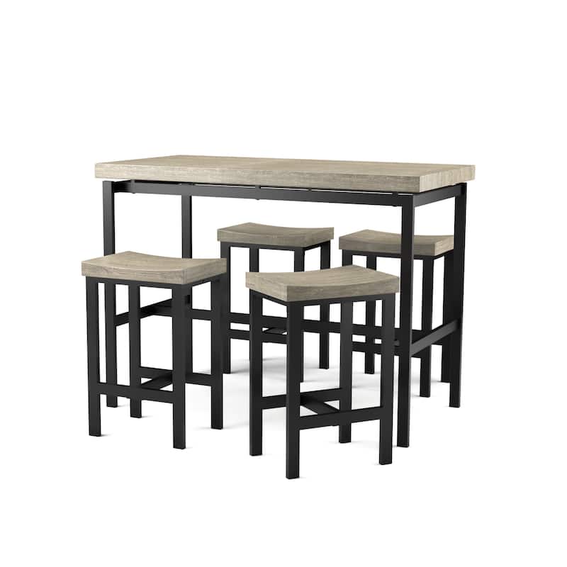 Feri Transitional Black Metal 5-Piece Counter Height Dining Set by Furniture of America