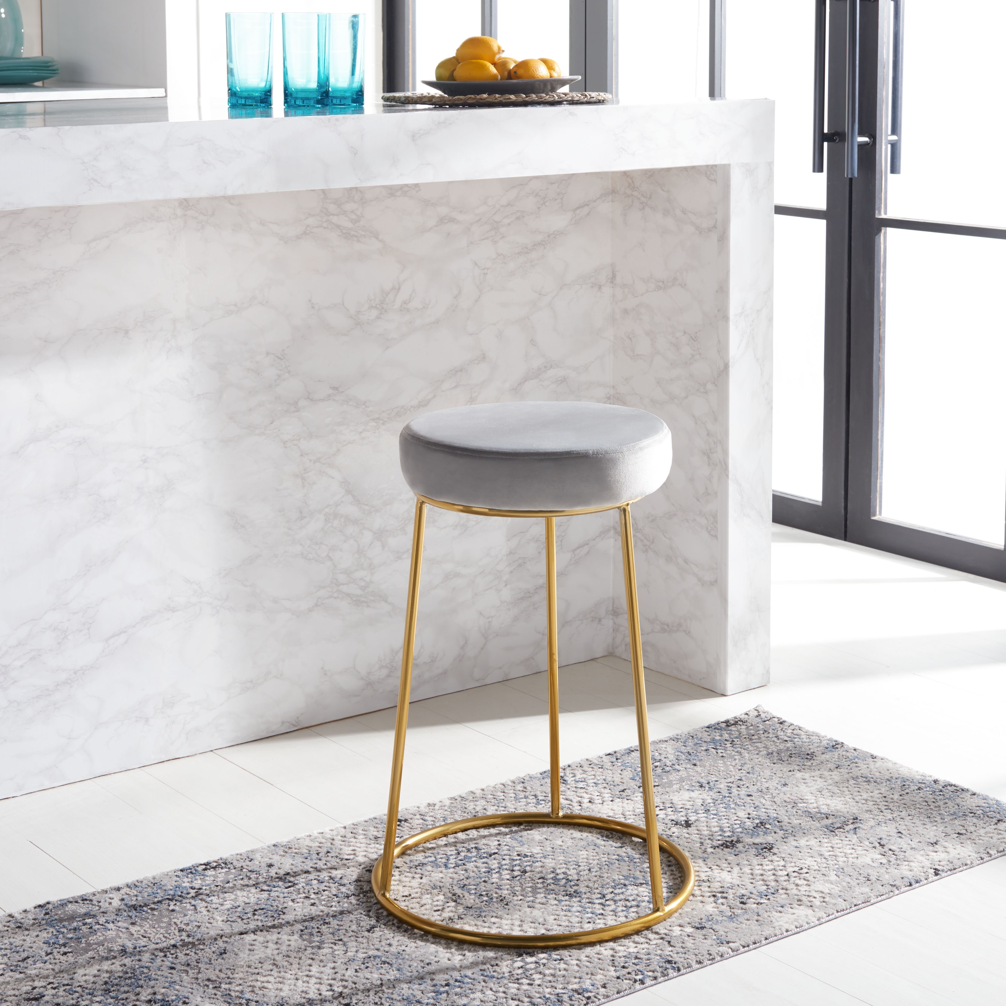 Round velvet best sale bar stools