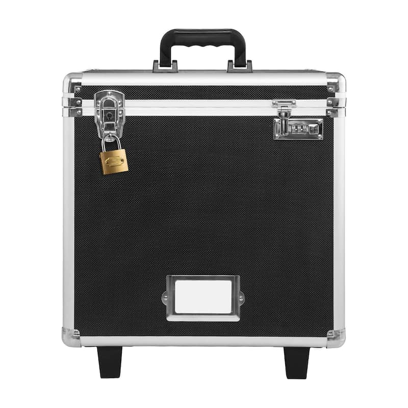 Black Mobile File Storage Dual Locking Mobile Case with Aluminum Alloy Frame and Mesh Storage Pocket