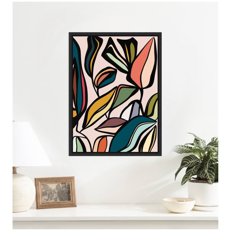 Kate and Laurel Fanciful Ficus Expansion by Alicia Bock Framed Canvas Wall Art Print