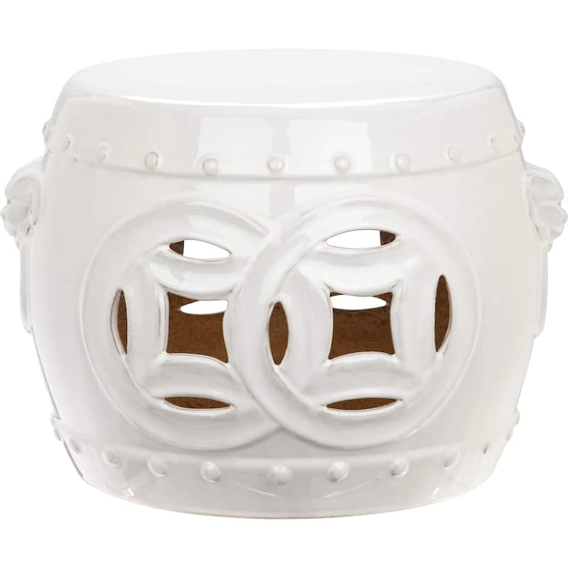 SAFAVIEH Noelly Double Coin Antique White Ceramic Decorative Garden Stool - Antique White