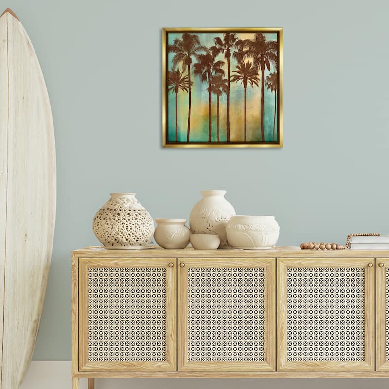 Stupell Looming Palms on Gradient Framed Floater Canvas Wall Art Design By John Seba