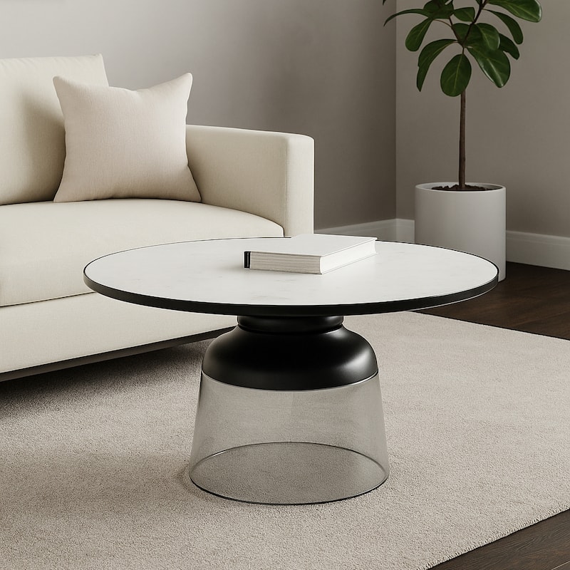 Modern Metal Stone Marble Accent Table with Stylish Decorative Base