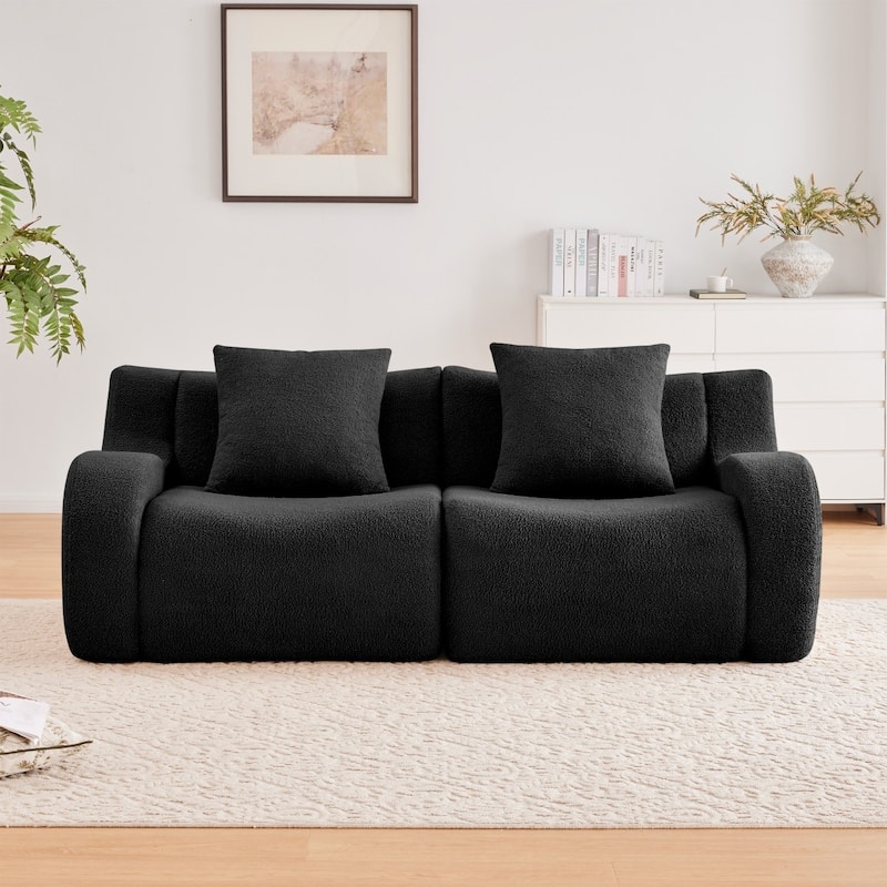 High-Quality Teddy Fabric Boneless Sofa Couches, No Assembly Required