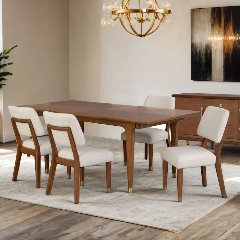 Furniture of America Forma Mid-Century Modern 5-Piece Walnut Solid Wood Dining Set - Walnut