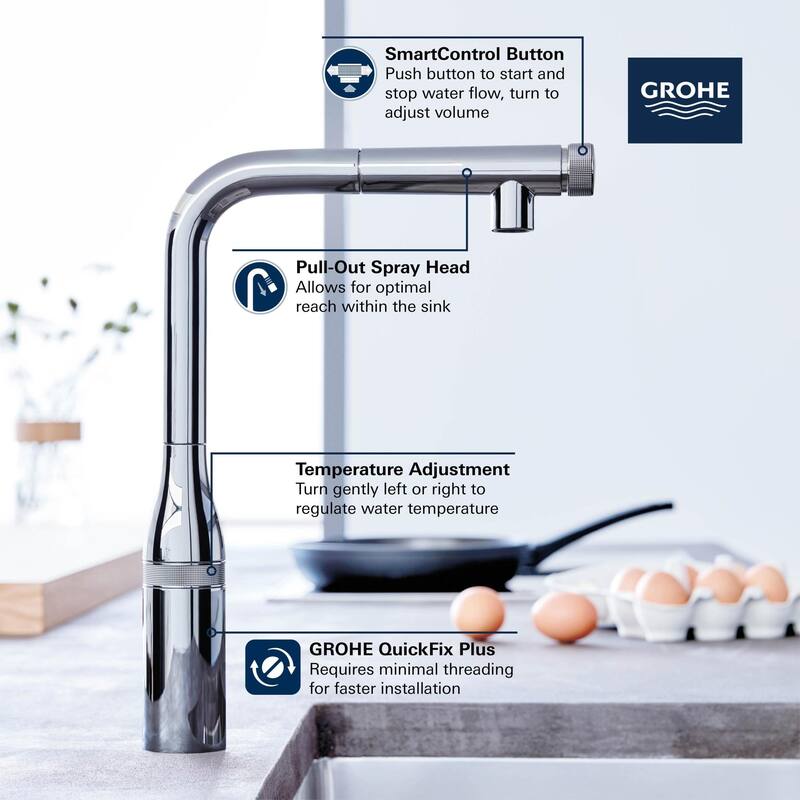 Grohe Essence 1.75 GPM Single Hole Pull Down Kitchen Faucet