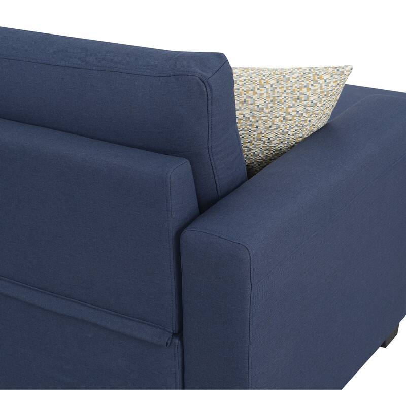 Blue Reversible Pop-Up Sleeper Sectional, 88x58x34 inches, 203 lbs