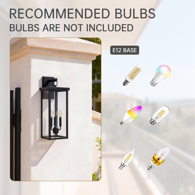 2 Pack Clear Glass Outdoor Lighting Wall Sconce