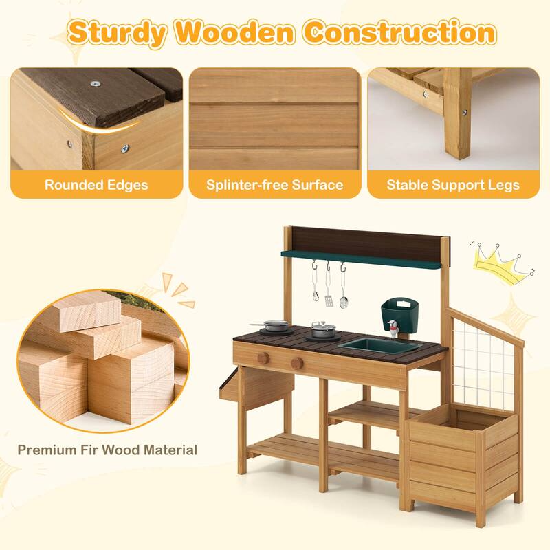 Costway Play Kitchen for Kids Wooden Toy Kitchen Playset with - See Details