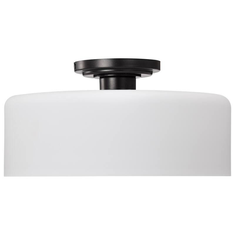 Warren - 13 Inch Semi Flush Mount - Gun Metal with Satin White Glass - Gun Metal