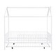 preview thumbnail 6 of 11, White Full Size House-Shaped Design Platform Bed with Fence and Twin Size Trundle