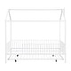 preview thumbnail 6 of 11, White Full Size Metal House Bed with Fence, Kids Bed with Trundle