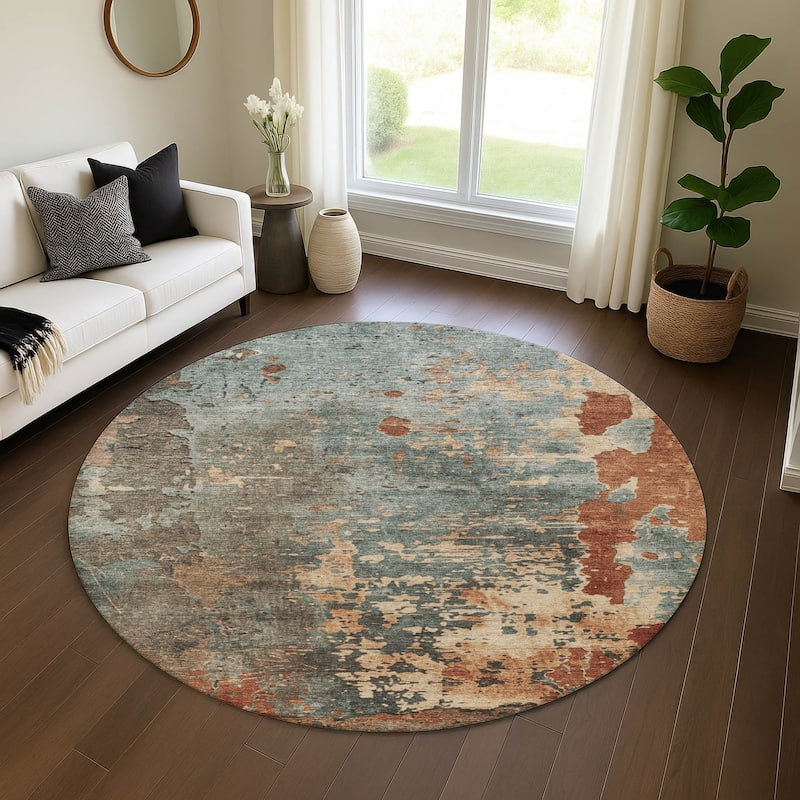 Premium Washable Super Soft Chic Abstract Mayfield Rug - Seafoam - 8' x 8'