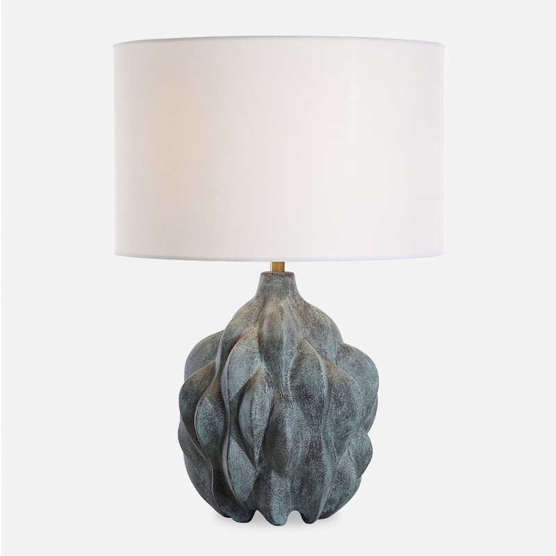Textured Whitecap Ceramic Table Lamp with Drum Shade - 23" - Gray