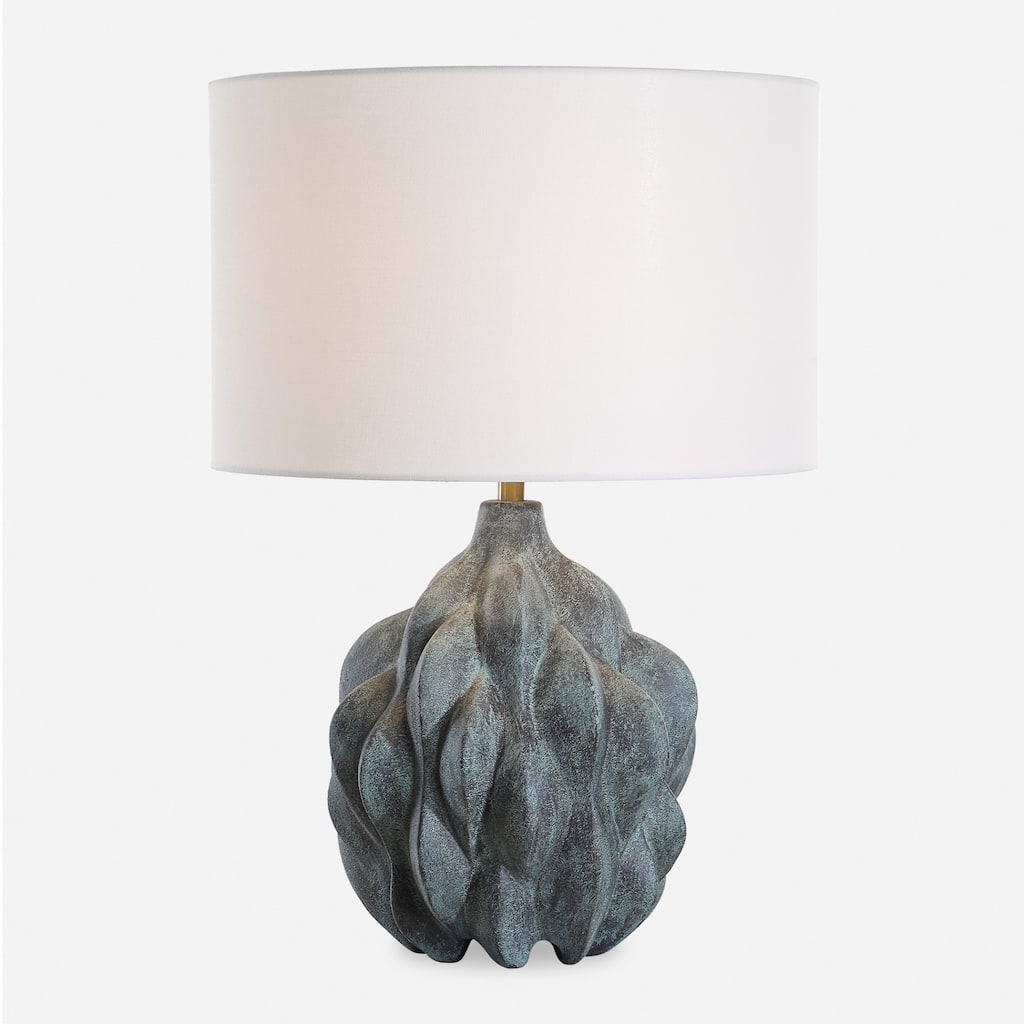 Textured Whitecap Ceramic Table Lamp with Drum Shade - 23" - Gray