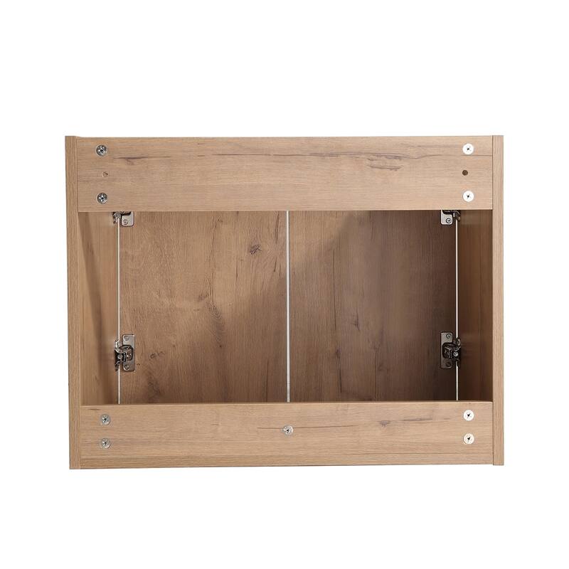 Bath Vanity Set in Imitative Oak with Resin Vanity Top in White with White Basin