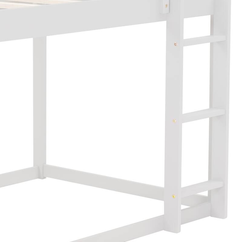 Twin Pine Low Bunk Bed with House Frame and Ladder