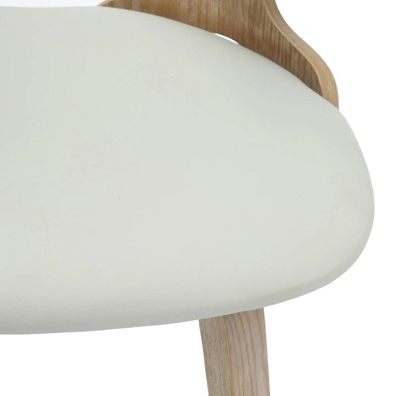 Klyne Leather Dining Chair with Poplar Wood Frame - Mid-Century Wooden Accent Chair with Swivel Base Set of 4