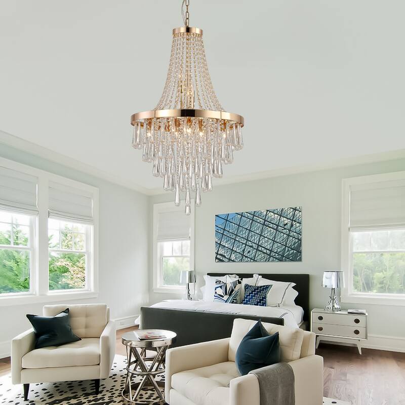 Modern Gold Crystal Chandeliers, Contemporary Luxury Pendant Ceiling Lighting Fixture, Round Gold Crystal Pendant Lighting